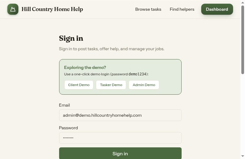 Sign in — accounts with email, Google, magic link, and one-click demo roles.